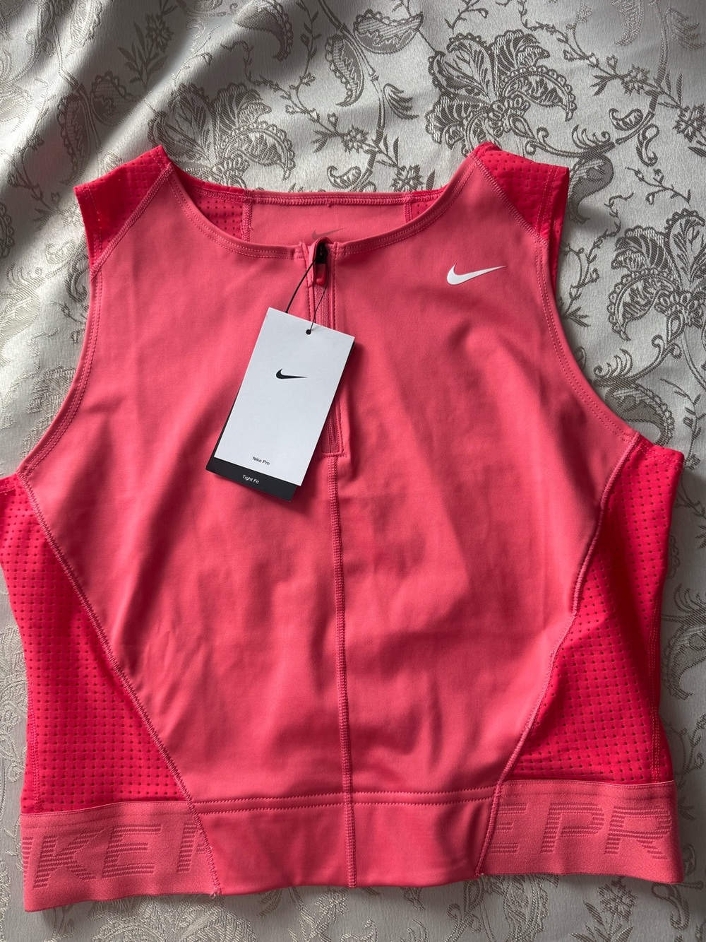 Nike Coral Dri-Fit Run/Bike Crop Top with 3/4 Zip